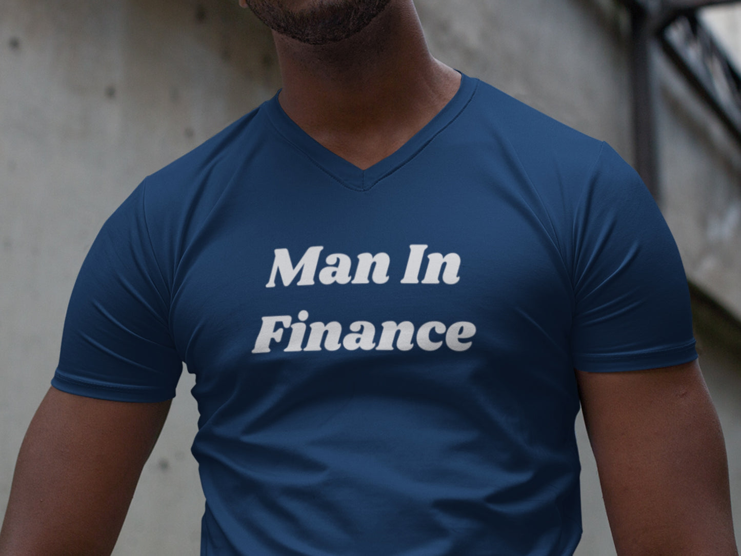 Jersey Short Sleeve V-Neck Tee - Witty Tees - Man In Finance - Funny - Gift For Friends - Single Guys